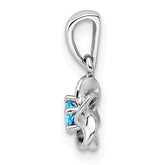 Sterling Silver Rhodium-Plated Blue Topaz Floral Pendant  Polished Finish